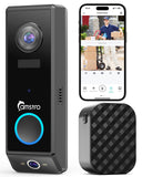 Bezprzewodowy dzwonek wideo 5MP, dzwonek 2K z podwójnym obiektywem i gongiem, zewnętrzna kamera bezpieczeństwa z inteligentną detekcją człowieka AI, dwukierunkowe audio, zmiana głosu, widzenie nocne, kompatybilny z Alexa