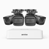 ANNKE 1080p Przewodowy zewnętrzny system monitoringu CCTV, 8-kanałowy DVR + 4 kamery, obiektyw 3,6 mm, inteligentny rejestrator z detekcją ludzi i pojazdów, noktowizja IR do 20 m, sygnał 4-w-1, IP67