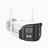 WCD400P - Bezprzewodowa zewnętrzna kamera bezpieczeństwa 4MP z podwójnym obiektywem WiFi, 170° ultraszeroki kąt, WiFi 2.4/5 GHz, kolorowe widzenie nocne, dwukierunkowe audio, chmura i do 256 GB pamięci lokalnej, kompatybilna z Alexa