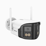 WCD400P - Bezprzewodowa zewnętrzna kamera bezpieczeństwa 4MP z podwójnym obiektywem WiFi, 170° ultraszeroki kąt, WiFi 2.4/5 GHz, kolorowe widzenie nocne, dwukierunkowe audio, chmura i do 256 GB pamięci lokalnej, kompatybilna z Alexa