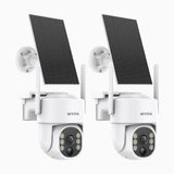 WB400 - 2 SZT. Bezprzewodowa zewnętrzna kamera bezpieczeństwa 4MP z baterią,podwójne pasmo WiFi 2,4/5,8 GHz Pro, detekcja ludzi AI, dwukierunkowy dźwięk, zasilanie bateryjne i solarne, obrót 270° i pochylenie 90°, kompatybilny z Alexa