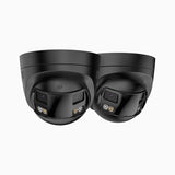 FCD800 - 2 SZT. kamera zewnętrzna bezpieczeństwa PoE 8Mpx 4K z Podwójny obiektyw, panoramiczny widok 180°, inteligentne podwójne oświetlenie nocne, dwukierunkowy dźwięk, aktywna syrena i alarm, wykrywanie ludzi i pojazdów, IP67