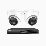 H500P - Zestaw do Monitoringu PoE 2 Kamery 3K z 4-Kanałowy Rejestratorem NVR, Noktowizja Pelny Kolor & EXIR, rozdzielczość 3072*1728, przysłona f/1.6 (0.005 Lux), detekcja ludzi i pojazdów, wbudowany mikrofon, IP67