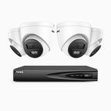 H500P - Zestaw do Monitoringu PoE 4 Kamery 3K z 4-Kanałowy Rejestratorem NVR, Noktowizja Pelny Kolor & EXIR, rozdzielczość 3072*1728, przysłona f/1.6 (0.005 Lux), detekcja ludzi i pojazdów, wbudowany mikrofon, IP67