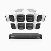 H800 - Zestaw do Monitoringu PoE 10 Kamery 4K z 16-Kanałowy Rejestratorem NVR, Noktowizor kolorowy i IR, 1/2.4" progresywny sensor CMOS, Identyfikacji osób lub pojazdów, Wbudowany mikrofon, IP67, Obsługuje RTSP i ONVIF