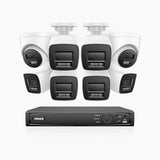 H800 - Zestaw do Monitoringu PoE 8 Kamery (6 Tubowa & 2 Kopułkowa) 4K z 16-Kanałowy Rejestratorem NVR, Noktowizor kolorowy i IR, 1/2.4" progresywny sensor CMOS, Identyfikacji osób lub pojazdów, Wbudowany mikrofon, IP67, Obsługuje RTSP i ONVIF