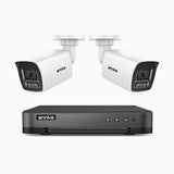 H800 - Zestaw do Monitoringu PoE 2 Kamery 4K z 8-Kanałowy Rejestratorem NVR, Noktowizor kolorowy i IR, 1/2.4" progresywny sensor CMOS, Identyfikacji osób lub pojazdów, Wbudowany mikrofon, IP67, Obsługuje RTSP i ONVIF