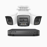 H800 - Zestaw do Monitoringu PoE 3 Kamery 4K z 8-Kanałowy Rejestratorem NVR, Noktowizor kolorowy i IR, 1/2.4" progresywny sensor CMOS, Identyfikacji osób lub pojazdów, Wbudowany mikrofon, IP67, Obsługuje RTSP i ONVIF