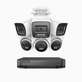 H800 - Zestaw do Monitoringu PoE 6 Kamery (3 Tubowa & 3 Kopułkowa) 4K z 8-Kanałowy Rejestratorem NVR, Noktowizor kolorowy i IR, 1/2.4" progresywny sensor CMOS, Identyfikacji osób lub pojazdów, Wbudowany mikrofon, IP67, Obsługuje RTSP i ONVIF