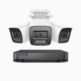 H800 - Zestaw do Monitoringu PoE 3 Kamery 4K z 8-Kanałowy Rejestratorem NVR, Noktowizor kolorowy i IR, 1/2.4" progresywny sensor CMOS, Identyfikacji osób lub pojazdów, Wbudowany mikrofon, IP67, Obsługuje RTSP i ONVIF