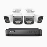 H800 - Zestaw do Monitoringu PoE 4 Kamery 4K z 8-Kanałowy Rejestratorem NVR, Noktowizor kolorowy i IR, 1/2.4" progresywny sensor CMOS, Identyfikacji osób lub pojazdów, Wbudowany mikrofon, IP67, Obsługuje RTSP i ONVIF