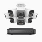 H800 - Zestaw do Monitoringu PoE 8 Kamery 4K z 8-Kanałowy Rejestratorem NVR, Noktowizor kolorowy i IR, 1/2.4" progresywny sensor CMOS, Identyfikacji osób lub pojazdów, Wbudowany mikrofon, IP67, Obsługuje RTSP i ONVIF