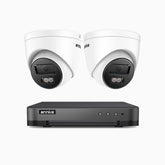 H800 - Zestaw do Monitoringu PoE 2 Kamery 4K z 8-Kanałowy Rejestratorem NVR, Noktowizor kolorowy i IR, 1/2.4" progresywny sensor CMOS, Identyfikacji osób lub pojazdów, Wbudowany mikrofon, IP67, Obsługuje RTSP i ONVIF