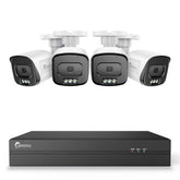 System monitoringu CCTV PoE 4K, 8-kanałowy – Rejestrator NVR 4K z 4 kamerami IP 5MP, Kolorowe widzenie nocne, Konfigurowalne strefy ruchu, Zaawansowana inteligentna detekcja, Dwukierunkowa komunikacja audio, IP67 odporność na warunki atmosferyczne
