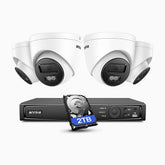 H1200 - Zestaw do Monitoringu PoE 4 Kamery 4K 12MP z 8-Kanałowym Rejestratorem NVR i Dyskiem 2 TB HDD, Noktowizja Pełnokolorowa i EXIR, Wykrywanie Ludzi i Pojazdów, H.265+, Wbudowany Mikrofon, IP67
