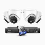 H1200 - Zestaw do Monitoringu PoE 4 Kamery 4K 12MP z 8-Kanałowym Rejestratorem NVR i Dyskiem 2 TB HDD, Noktowizja Pełnokolorowa i EXIR, Wykrywanie Ludzi i Pojazdów, H.265+, Wbudowany Mikrofon, IP67