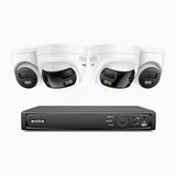 ANNKE 4K 8MP 8-kanałowy system monitoringu PoE z 4 kamerami, 2 × kamery 180° z podwójnym obiektywem + 2 × kamery IP 4K, wykrywanie osób i pojazdów, kolorowy tryb nocny