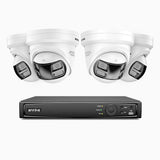 FDH800P - Zestaw do Monitoringu PoE 4 Kamery 8Mpx z 8-Kanałowy Rejestratorem NVR, Widok Panoramiczny 180°, Metalowa Obudowa, Smart Motion 2.0, Dual Light Night Vision, Dwukierunkowe Audio, Aktywna Syrena i Alarm, Wykrywanie Ludzi i Pojazdów, IP67