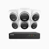 H500 - Zestaw do Monitoringu PoE 6 Kamery 5Mpx z 8-Kanałowy Rejestratorem NVR, Inteligentne podwójne oświetlenie nocne, 3072 × 1728 @ 20 kl./s, inteligentne wykrywanie ludzi i pojazdów, wbudowany mikrofon, IP67