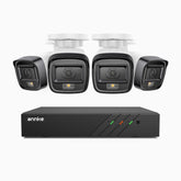 H500 - Zestaw do Monitoringu PoE 4 Kamery 5Mpx z 8-Kanałowy Rejestratorem NVR, Inteligentne podwójne oświetlenie nocne, 3072 × 1728 @ 20 kl./s, inteligentne wykrywanie ludzi i pojazdów, wbudowany mikrofon, IP67