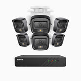 H500 - Zestaw do Monitoringu PoE 6 Kamery 5Mpx z 8-Kanałowy Rejestratorem NVR, Inteligentne podwójne oświetlenie nocne, 3072 × 1728 @ 20 kl./s, inteligentne wykrywanie ludzi i pojazdów, wbudowany mikrofon, IP67