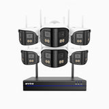 WSCD400P - Zestaw do Monitoringu Bezprzewodowych 6 Kamery 4Mpx z 8-Kanałowy Rejestratorem NVR, podwójny obiektyw, 170° kąt widzenia, WiFi 2,4/5 GHz, kolorowe widzenie nocne, dwukierunkowy dźwięk, kompatybilny z Alexa