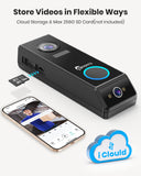 Bezprzewodowy dzwonek wideo 5MP, dzwonek 2K z podwójnym obiektywem i gongiem, zewnętrzna kamera bezpieczeństwa z inteligentną detekcją człowieka AI, dwukierunkowe audio, zmiana głosu, widzenie nocne, kompatybilny z Alexa