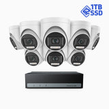 SSDK500 - 3K 8 Channel 8 Dual Light Cameras Wired Security System, Built-In 1024 GB eSSD, Color & IR Night Vision, 3072*1728 Resolution, Up To 2-Week Record, Built-In Microphone, IP67