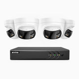 ACDK500 - Zestaw do Monitoringu Przewodowa 4 Kamery 3K z 8-Kanałowy Rejestratorem Hybrydowy, podwójnym obiektywem, panoramiczny widok 180°, inteligentne nocne oświetlenie Dual Light, Wbudowany Mikrofon, wodoodporność IP67