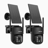 WB400 - 2 SZT. Bezprzewodowa kamera zewnętrzna 4MP na baterię, WiFi 2,4/5 GHz, obrót 270° i pochylenie 90°, bateria 9000 mAh i panel solarny, detekcja ruchu, dwukierunkowe audio