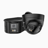 FCD800 - 2 SZT. kamera zewnętrzna bezpieczeństwa PoE 8Mpx 4K z Podwójny obiektyw, panoramiczny widok 180°, pionowe pole widzenia 77°, inteligentne kolorowe widzenie nocne, aktywne odstraszanie i dwukierunkowa komunikacja audio