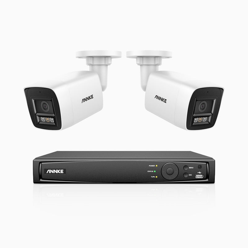 H800 - Zestaw do Monitoringu PoE 2 Kamery 4K z 4-Kanałowy Rejestratorem NVR, Noktowizor kolorowy i IR, 1/2.4