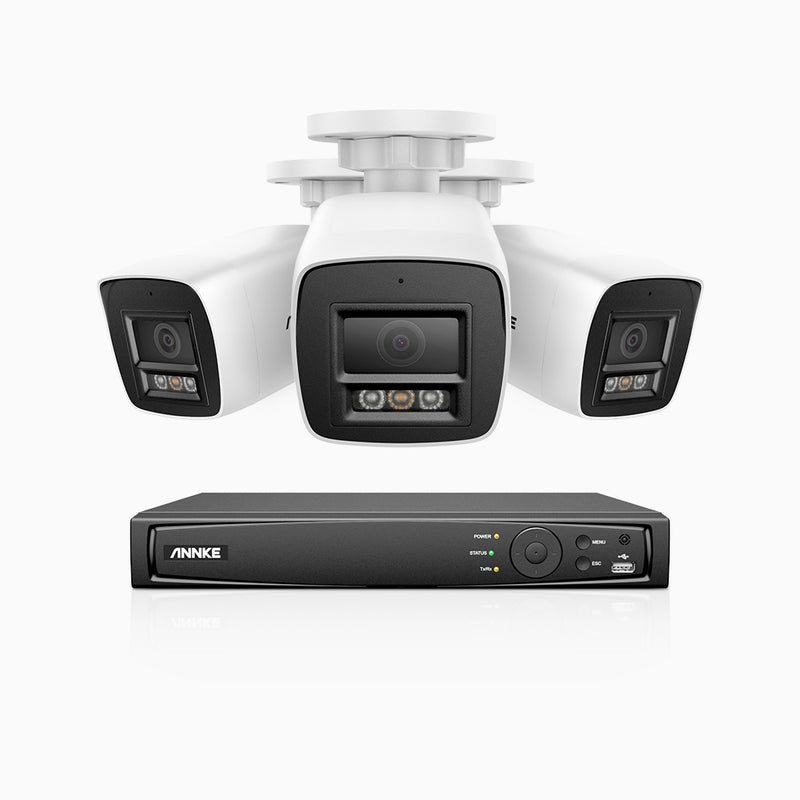 H800 - Zestaw do Monitoringu PoE 3 Kamery 4K z 4-Kanałowy Rejestratorem NVR, Noktowizor kolorowy i IR, 1/2.4