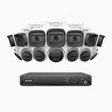 H300 - Zestaw do Monitoringu PoE 14 Kamery (7 Tubowa & 7 Kopułkowa) 3MP z 16-Kanałowy Rejestratorem NVR, EXIR 2.0 Night Vision, wykrywanie ruchu, H.265+, wodoodporność IP67