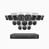 H300 - Zestaw do Monitoringu PoE 16 Kamery (8 Tubowa & 8 Kopułkowa) 3MP z 16-Kanałowy Rejestratorem NVR, EXIR 2.0 Night Vision, wykrywanie ruchu, H.265+, wodoodporność IP67