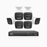 H800 - Zestaw do Monitoringu PoE 6 Kamery 4K z 16-Kanałowy Rejestratorem NVR, Noktowizor kolorowy i IR, 1/2.4" progresywny sensor CMOS, Identyfikacji osób lub pojazdów, Wbudowany mikrofon, IP67, Obsługuje RTSP i ONVIF