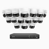 FDH800 - Zestaw do Monitoringu PoE 16 Kamery 8Mpx 4K z 16-Kanałowy Rejestratorem NVR, Podwójny obiektyw, panoramiczny widok 180°, inteligentne podwójne oświetlenie nocne, dwukierunkowy dźwięk, aktywna syrena i alarm, wykrywanie ludzi i pojazdów, IP67