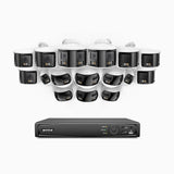 FDH800 - Zestaw do Monitoringu PoE 8 Tubowa & 8 Kopułkowa Kamery 8Mpx 4K z 16-Kanałowy Rejestratorem NVR, panoramiczny widok 180°, inteligentne podwójne oświetlenie nocne, dwukierunkowy dźwięk, aktywna syrena i alarm, wykrywanie ludzi i pojazdów, IP67