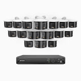 FDH800 - Zestaw do Monitoringu PoE 16 Kamery 8Mpx 4K z 16-Kanałowy Rejestratorem NVR, Podwójny obiektyw, panoramiczny widok 180°, inteligentne podwójne oświetlenie nocne, dwukierunkowy dźwięk, aktywna syrena i alarm, wykrywanie ludzi i pojazdów, IP67