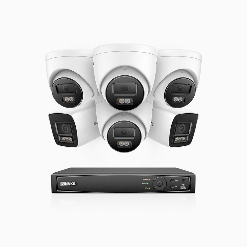 H800 - Zestaw do Monitoringu PoE 6 Kamery (2 Tubowa & 4 Kopułkowa) 4K z 8-Kanałowy Rejestratorem NVR,  Noktowizor kolorowy i IR, 1/2.4