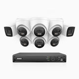 H800 - Zestaw do Monitoringu PoE 8 Kamery (2 Tubowa & 6 Kopułkowa) 4K z 8-Kanałowy Rejestratorem NVR,  Noktowizor kolorowy i IR, 1/2.4" progresywny sensor CMOS, Identyfikacji osób lub pojazdów, Wbudowany mikrofon, IP67, Obsługuje RTSP i ONVIF