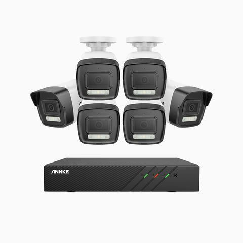 AH500 - Zestaw do Monitoringu PoE 6 Kamery 3K z 8-Kanałowy Rejestratorem NVR, Noktowizja Pelny Kolor & EXIR, rozdzielczość 3072*1728, przysłona f/1.6 (0.005 Lux), detekcja ludzi i pojazdów, wbudowany mikrofon, IP67