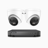H800 - Zestaw do Monitoringu PoE 2 Kamery 4K z 8-Kanałowy Rejestratorem NVR, Noktowizor kolorowy i IR, 1/2.4" progresywny sensor CMOS, Identyfikacji osób lub pojazdów, Wbudowany mikrofon, IP67, Obsługuje RTSP i ONVIF