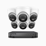 H800 - Zestaw do Monitoringu PoE 6 Kamery 4K z 8-Kanałowy Rejestratorem NVR, Noktowizor kolorowy i IR, 1/2.4" progresywny sensor CMOS, Identyfikacji osób lub pojazdów, Wbudowany mikrofon, IP67, Obsługuje RTSP i ONVIF