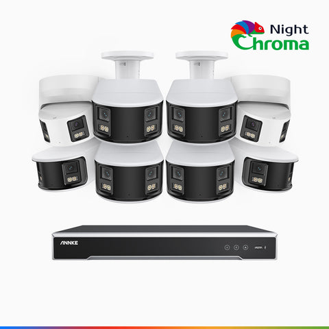 NightChroma<sup>TM</sup> NDK800 - Zestaw do Monitoringu PoE 6 Tubowa & 2 Kopułkowa Kamery 4K z 8-Kanałowy Rejestratorem NVR, Podwójnym Obiektywem, Super Przysłoną f/1.0, Noktowizja Pelny Kolor, Aktywną Syreną i Stroboskopem, Detekcją Osób i Pojazdów