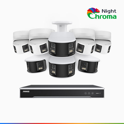 NightChroma<sup>TM</sup> NDK800 - Zestaw do Monitoringu PoE 4 Tubowa & 4 Kopułkowa Kamery 4K z 8-Kanałowy Rejestratorem NVR, Podwójnym Obiektywem, Super Przysłoną f/1.0, Noktowizja Pelny Kolor, Aktywną Syreną i Stroboskopem, Detekcją Osób i Pojazdów