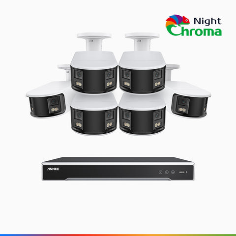 NightChroma<sup>TM</sup> NDK800 - Zestaw do Monitoringu PoE 6 Kamery 4K z 8-Kanałowy Rejestratorem NVR, Podwójnym Obiektywem, Super Przysłoną f/1.0 (0.0005 Lux), Idealną Kolorową Noktowizją, Aktywną Syreną i Stroboskopem, Detekcją Osób i Pojazdów