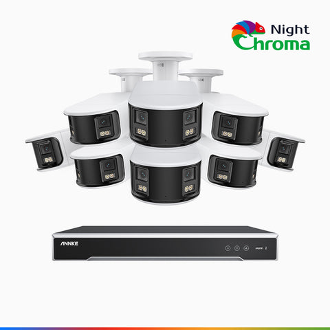 NightChroma<sup>TM</sup> NDK800 - Zestaw do Monitoringu PoE 8 Kamery 4K z 8-Kanałowy Rejestratorem NVR, Podwójnym Obiektywem, Super Przysłoną f/1.0 (0.0005 Lux), Idealną Kolorową Noktowizją, Aktywną Syreną i Stroboskopem, Detekcją Osób i Pojazdów
