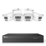 System monitoringu CCTV PoE 4K, 8-kanałowy – Rejestrator NVR z 4 kamerami IP 8MP, Kolorowe widzenie nocne, Konfigurowalne strefy ruchu, Zaawansowana inteligentna detekcja, Dwukierunkowa komunikacja audio, IP67 odporność na warunki atmosferyczne