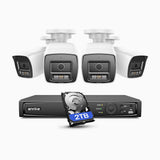 H1200 - Zestaw do Monitoringu PoE 4 Kamery 4K 12MP z 8-Kanałowym Rejestratorem NVR i Dyskiem 2 TB HDD, Noktowizja Pełnokolorowa i EXIR, Wykrywanie Ludzi i Pojazdów, H.265+, Wbudowany Mikrofon, IP67